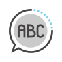 illustrative drawing of a speech bubble with the letters ABC inside