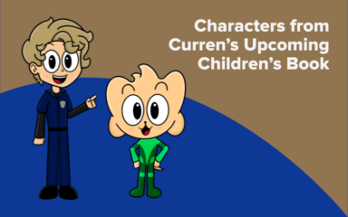 Two illustrated characters from Curren’s upcoming children’s book.