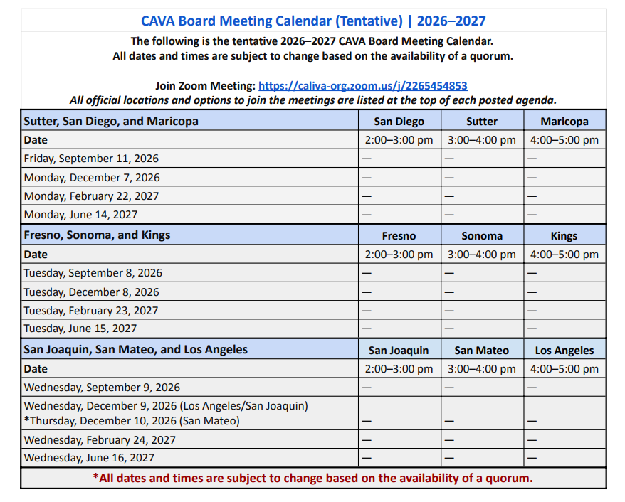meeting calendar